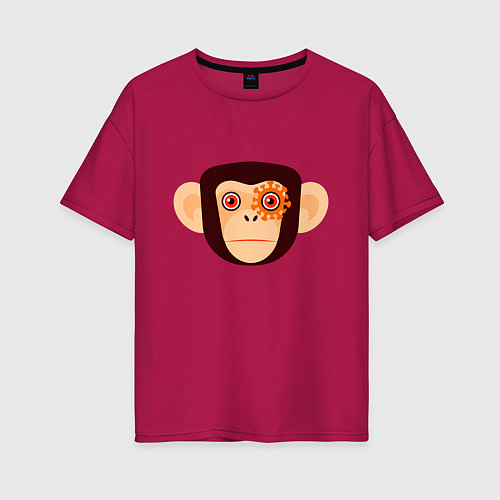 Женская футболка оверсайз Злая кибер обезьяна / Маджента – фото 1