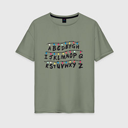 Футболка оверсайз женская STRANGER THINGS ALPHABET, цвет: авокадо