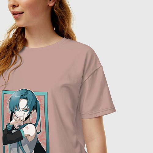 Женская футболка оверсайз Hatsune Miku Drain / Пыльно-розовый – фото 3