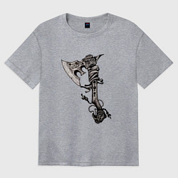 Женская футболка оверсайз Крутой боевой тату-топор