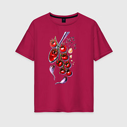 Футболка оверсайз женская Помидорки черри, чеснок и специи, цвет: маджента