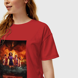 Футболка оверсайз женская Очень странные дела, персонажи, цвет: красный — фото 2