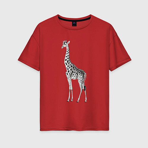 Женская футболка оверсайз Грация жирафа / Красный – фото 1