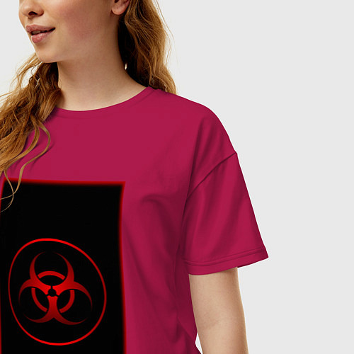 Женская футболка оверсайз Вирусная угроза / Маджента – фото 3