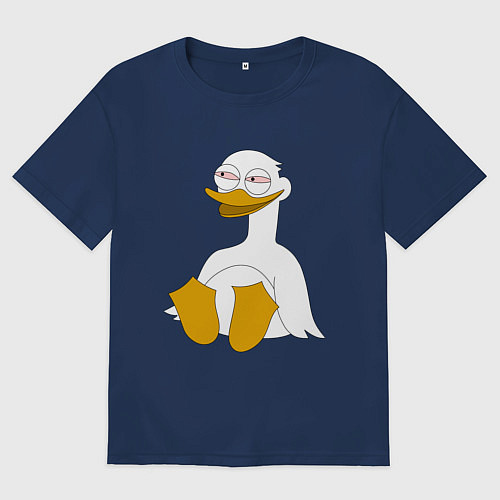 Женская футболка оверсайз Два весёлых гуся БЕЛЫЙ / Тёмно-синий – фото 1