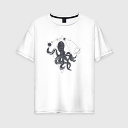 Футболка оверсайз женская Space Octopus, цвет: белый