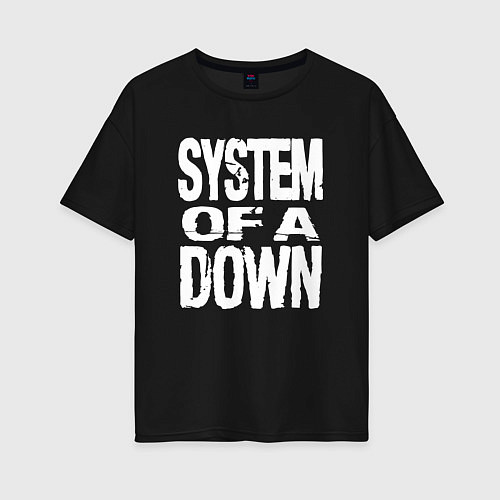 Женская футболка оверсайз System of a Down логотип / Черный – фото 1