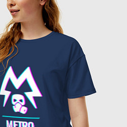 Футболка оверсайз женская Metro Exodus в стиле Glitch Баги Графики, цвет: тёмно-синий — фото 2