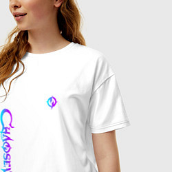 Футболка оверсайз женская Chaoseum Neon logo, цвет: белый — фото 2