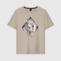 Женская футболка оверсайз Снежный волк