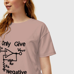 Футболка оверсайз женская Инженер - I only give negative feedback, цвет: пыльно-розовый — фото 2