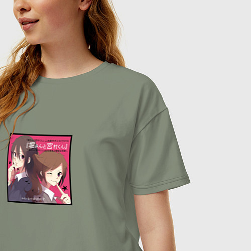 Женская футболка оверсайз Красивые Кёко и Изуми Horimiya / Авокадо – фото 3