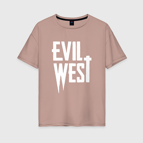 Женская футболка оверсайз Evil west logo / Пыльно-розовый – фото 1