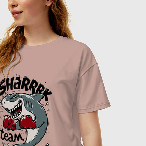 Женская футболка оверсайз Shark boxing team / Пыльно-розовый – фото 3