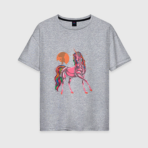 Женская футболка оверсайз UNICORN HORSE / Меланж – фото 1