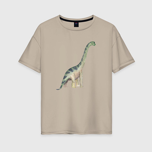 Женская футболка оверсайз Mamenchisaurus Мамэньсизавр маменчизавр / Миндальный – фото 1