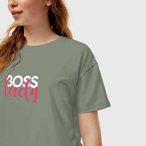 Женская футболка оверсайз Boss Lady / Авокадо – фото 3