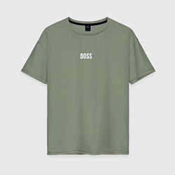 Женская футболка оверсайз Boss White Text