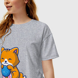 Футболка оверсайз женская Рыженький котик, цвет: меланж — фото 2