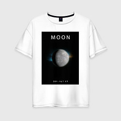 Футболка оверсайз женская Moon Луна Space collections, цвет: белый