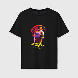 Футболка оверсайз женская Tupac Color, цвет: черный