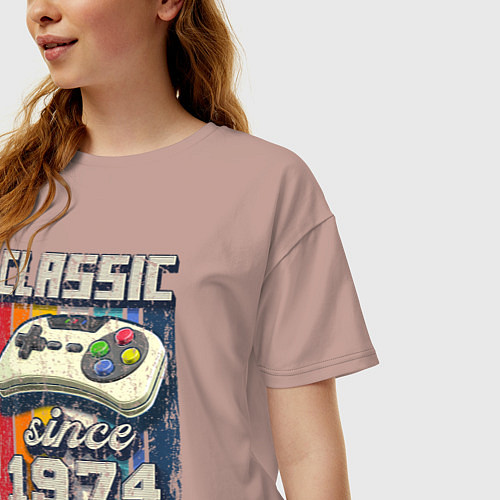 Женская футболка оверсайз Классика 1974 года / Пыльно-розовый – фото 3