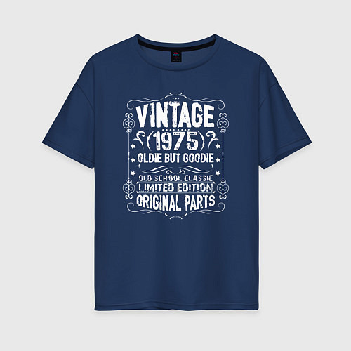 Женская футболка оверсайз Винтаж 1975 старое, но хорошее / Тёмно-синий – фото 1
