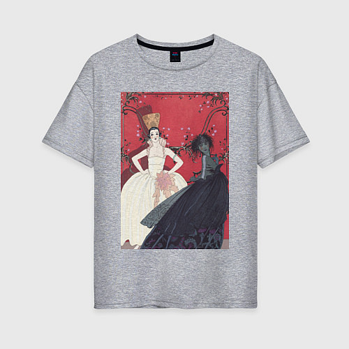 Женская футболка оверсайз Le Jour et La Nuit Две модницы / Меланж – фото 1