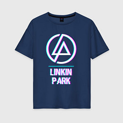 Футболка оверсайз женская Linkin Park Glitch Rock, цвет: тёмно-синий