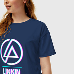 Футболка оверсайз женская Linkin Park Glitch Rock, цвет: тёмно-синий — фото 2