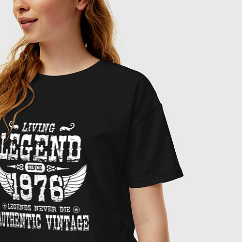 Женская футболка оверсайз Живая легенда 1976 года / Черный – фото 3