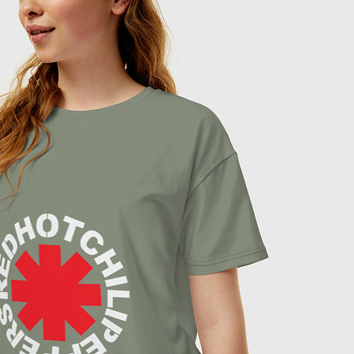 Женская футболка оверсайз Peppers - Logo / Авокадо – фото 3