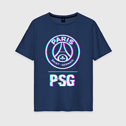 Женская футболка оверсайз PSG FC в стиле Glitch