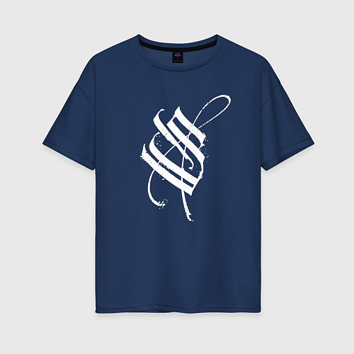 Женская футболка оверсайз Stigmata эмблема / Тёмно-синий – фото 1