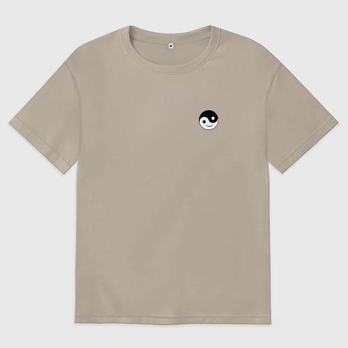 Женская футболка оверсайз ИНЬ ЯНЬ СМАЙЛ MINI / Миндальный – фото 1