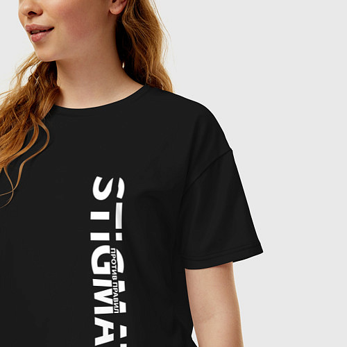 Женская футболка оверсайз Stigmata ПРОТИВ ПРАВИЛ / Черный – фото 3