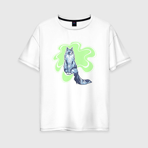 Женская футболка оверсайз Мейн-кун Кошки / Белый – фото 1
