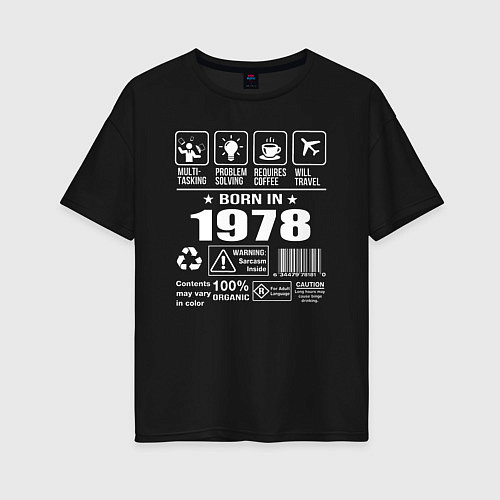 Женская футболка оверсайз Родился в 1978 году / Черный – фото 1