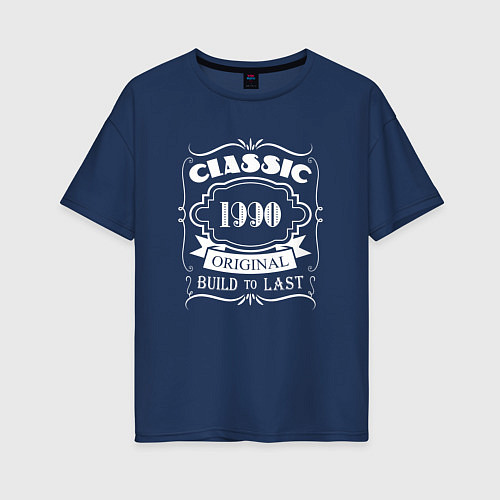 Женская футболка оверсайз 1990 Classic / Тёмно-синий – фото 1
