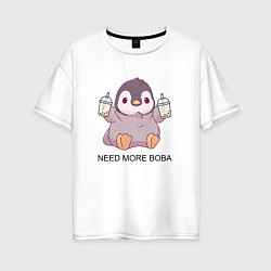 Футболка оверсайз женская Boba pengu, цвет: белый