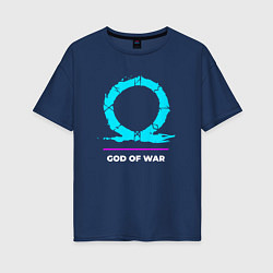 Женская футболка оверсайз Символ God of War в неоновых цветах