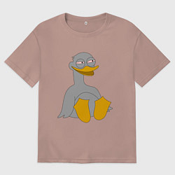 Футболка оверсайз женская Два весёлых гуся СЕРЫЙ, цвет: пыльно-розовый