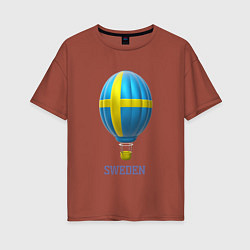 Женская футболка оверсайз 3d aerostat Sweden flag