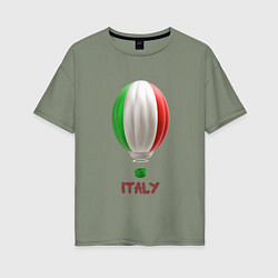 Футболка оверсайз женская 3d aerostat Italy flag, цвет: авокадо