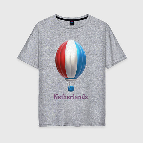 Женская футболка оверсайз 3d aerostat Netherlands flag / Меланж – фото 1