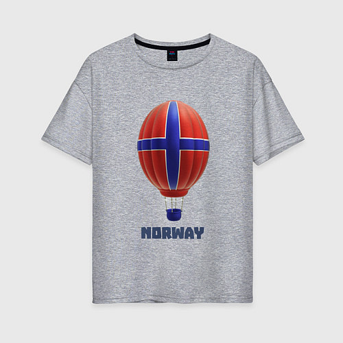 Женская футболка оверсайз 3d aerostat Norway flag / Меланж – фото 1