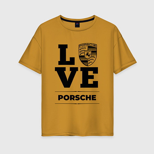 Женская футболка оверсайз Porsche Love Classic / Горчичный – фото 1