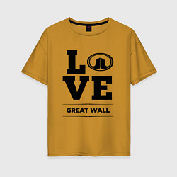 Футболка оверсайз женская Great Wall Love Classic, цвет: горчичный