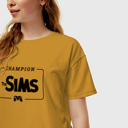 Футболка оверсайз женская The Sims Gaming Champion: рамка с лого и джойстико, цвет: горчичный — фото 2