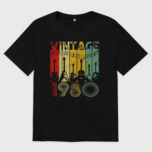 Женская футболка оверсайз Винтаж 1980 гитары / Черный – фото 1